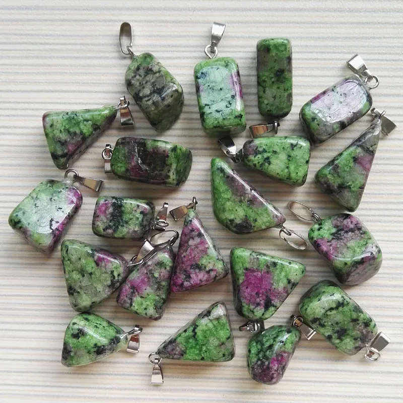 

Good quality natural epidote stone pendants Irregular shape charms pendants for jewelry making Wholesale 36pcs/lot