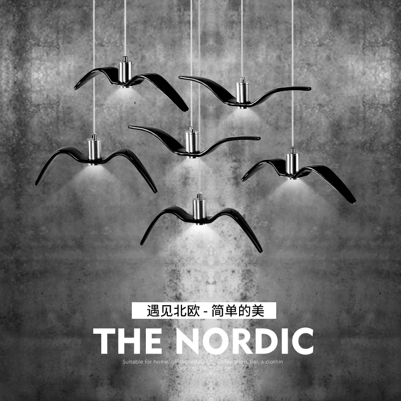 

Nordic Creative LED Pendant Lamp Simple Aluminum Art Bar Decoration Restaurant Lighting Swallow Clothing Store Indoor Lamp