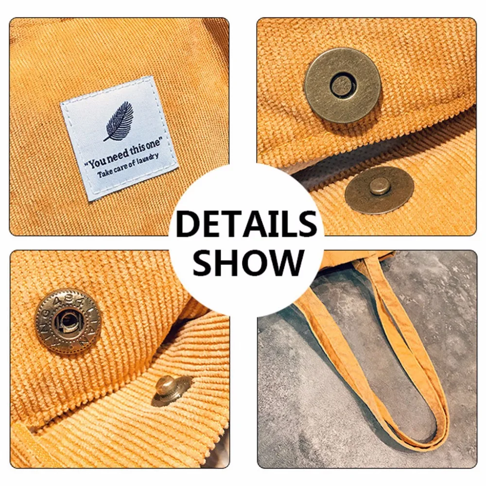 Модная женская Вельветовая сумка через плечо для покупок повседневная