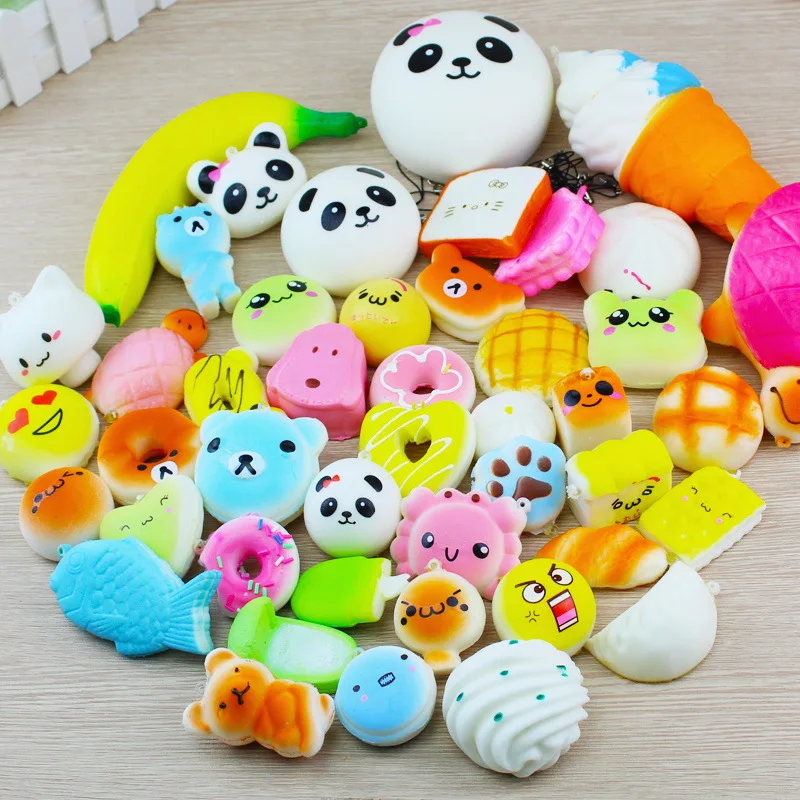 Сжимаемая игрушка Mochi 20 шт./лот медленно поднимающаяся мягкая в виде хлеба торта