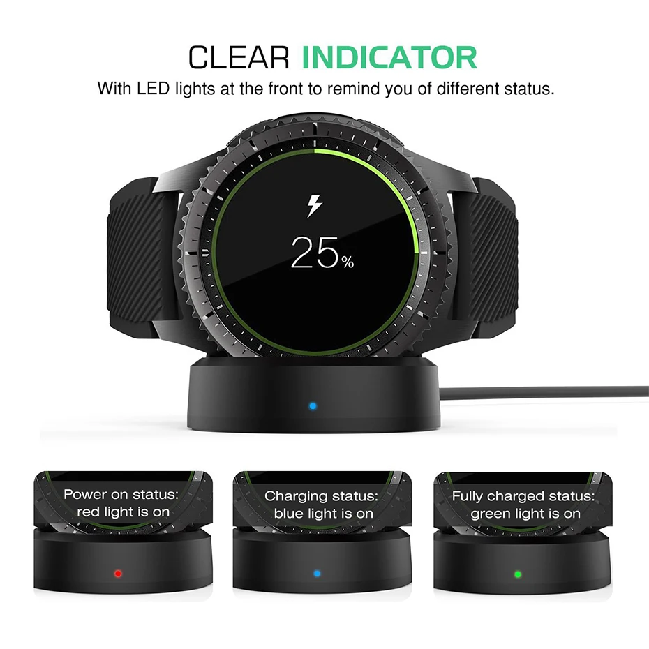 Смарт-часы Беспроводное зарядное устройство для Samsung Galaxy Watch 42 46 мм Gear S3 Ticwatch Moto 360 1