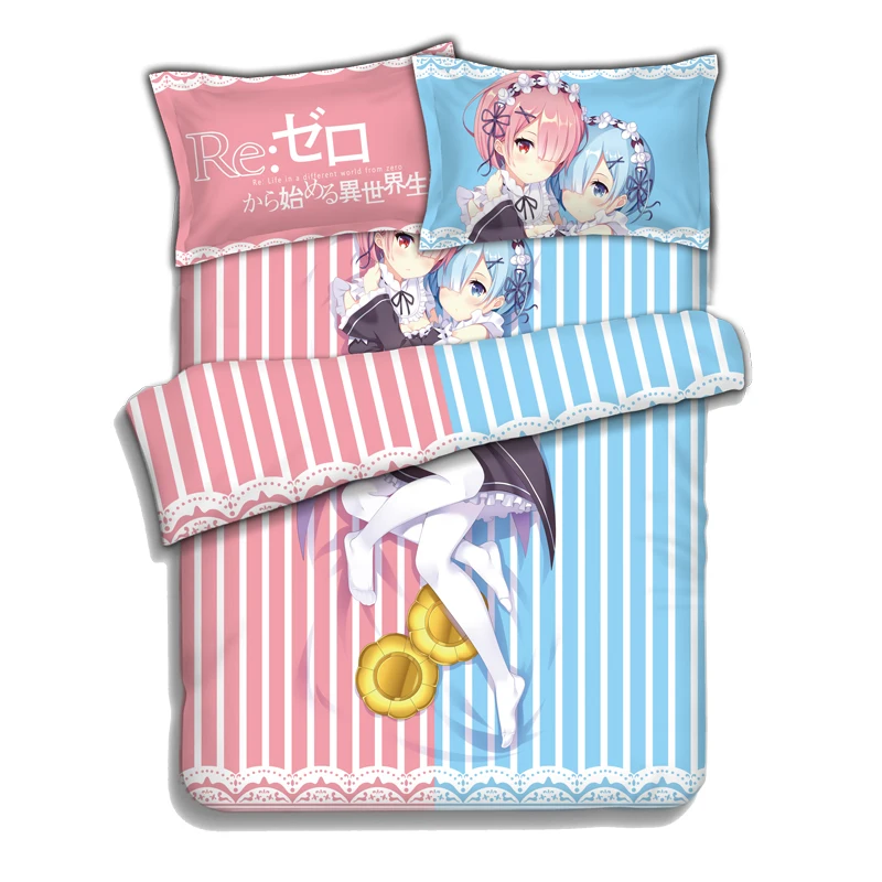 Комплект постельного белья Re Zero Kara Hajimeru Lsekai Seikatsu Rem Ram постельное белье с аниме