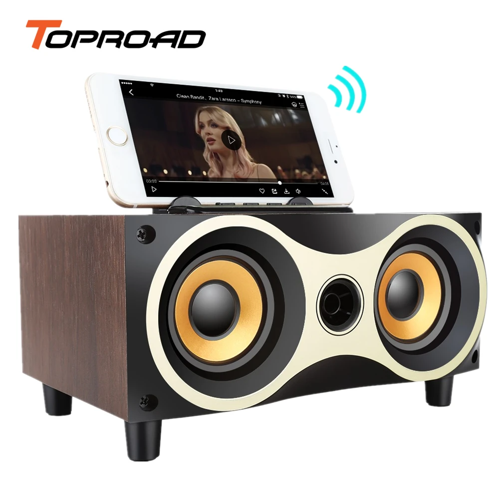 TOPROAD портативный деревянный беспроводной динамик сабвуфер стерео Bluetooth динамик s радио FM Настольный caixa де сом для iPhone Android