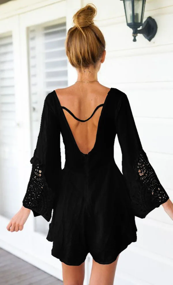 Летнее пляжное боди женский комбинезон с глубоким вырезом v образным и открытой