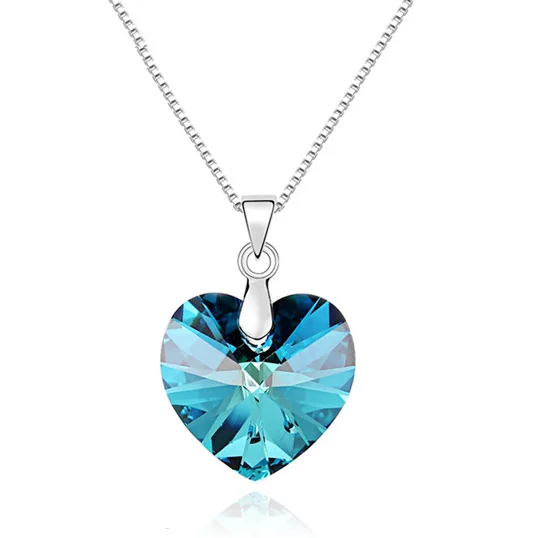 6 Оригинальные кристаллы от Swarovski сердце кулон ожерелье для женщин влюбленных серебряный цвет ожерелье Макси подарок на день Святого Валентина - Окраска металла: 6