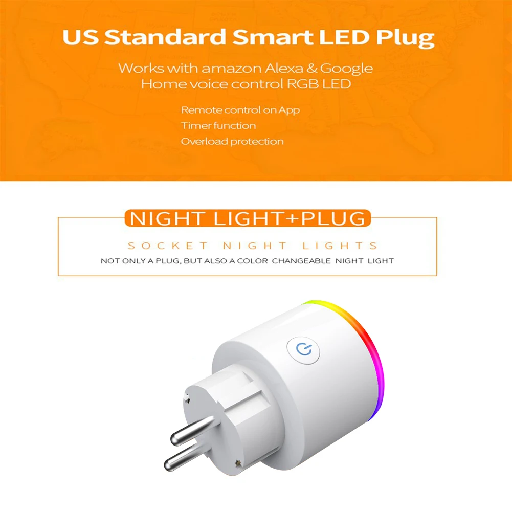Wall Automation Timer Remote Control Switch LED Light Voice Home WIFI Phone APP RGB Smart Plug | Электроника