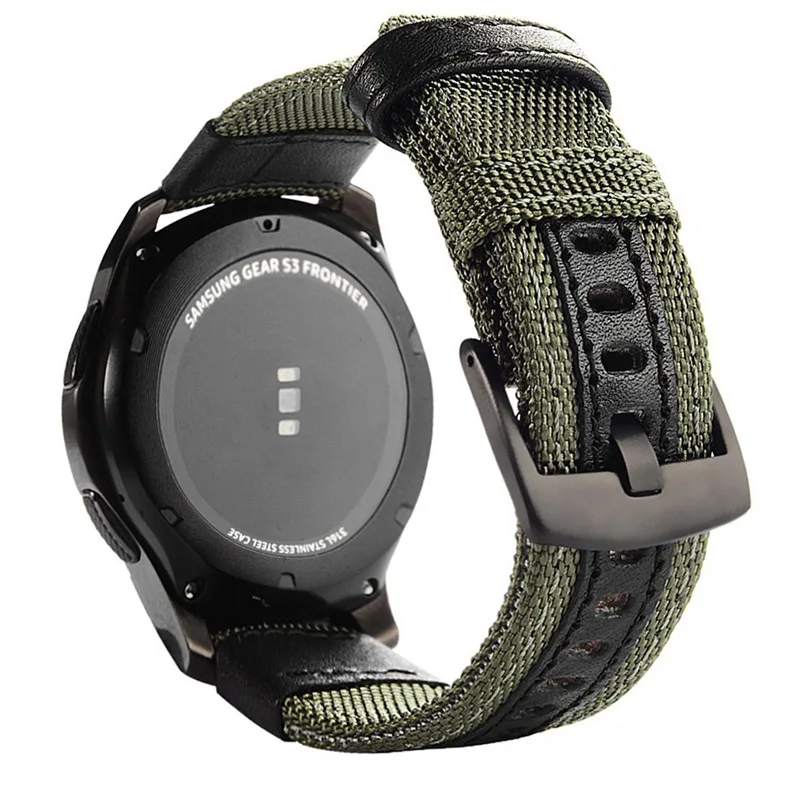 ArmyGreen Laforuta 22 мм для samsung gear Sport S3 Classic Frontier Galaxy Watch 46 мм ремешок армейский зеленый нейлоновая ткань быстросъемный ремешок - Цвет ремешка: ArmyGreen
