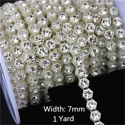 7mm 1Yard Cong Shao, 1 ярд/сумка, многоразмерные стразы, цепочка с жемчугом, цепочка с кристаллами, пришивная отделка, сделай сам, свадебное платье, украшение для дома, вечерние, WCAA1 - Цвет: 7mm 1Yard