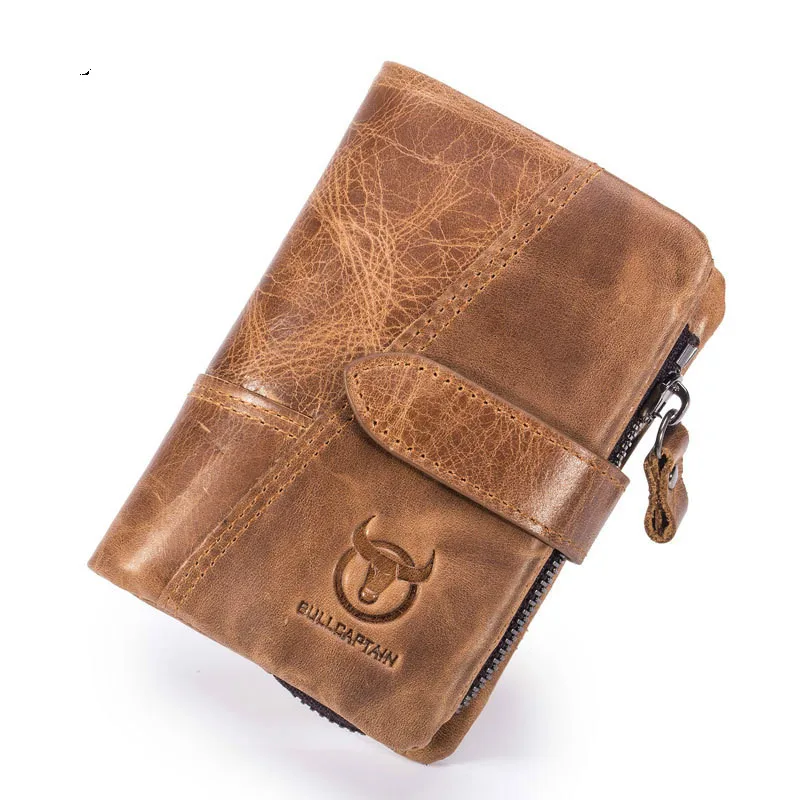 

2018 Genuine Leather Men Wallets Man Famous Small Short portomonee with Coin Zipper Mini Male Purses Card Holder Wallet