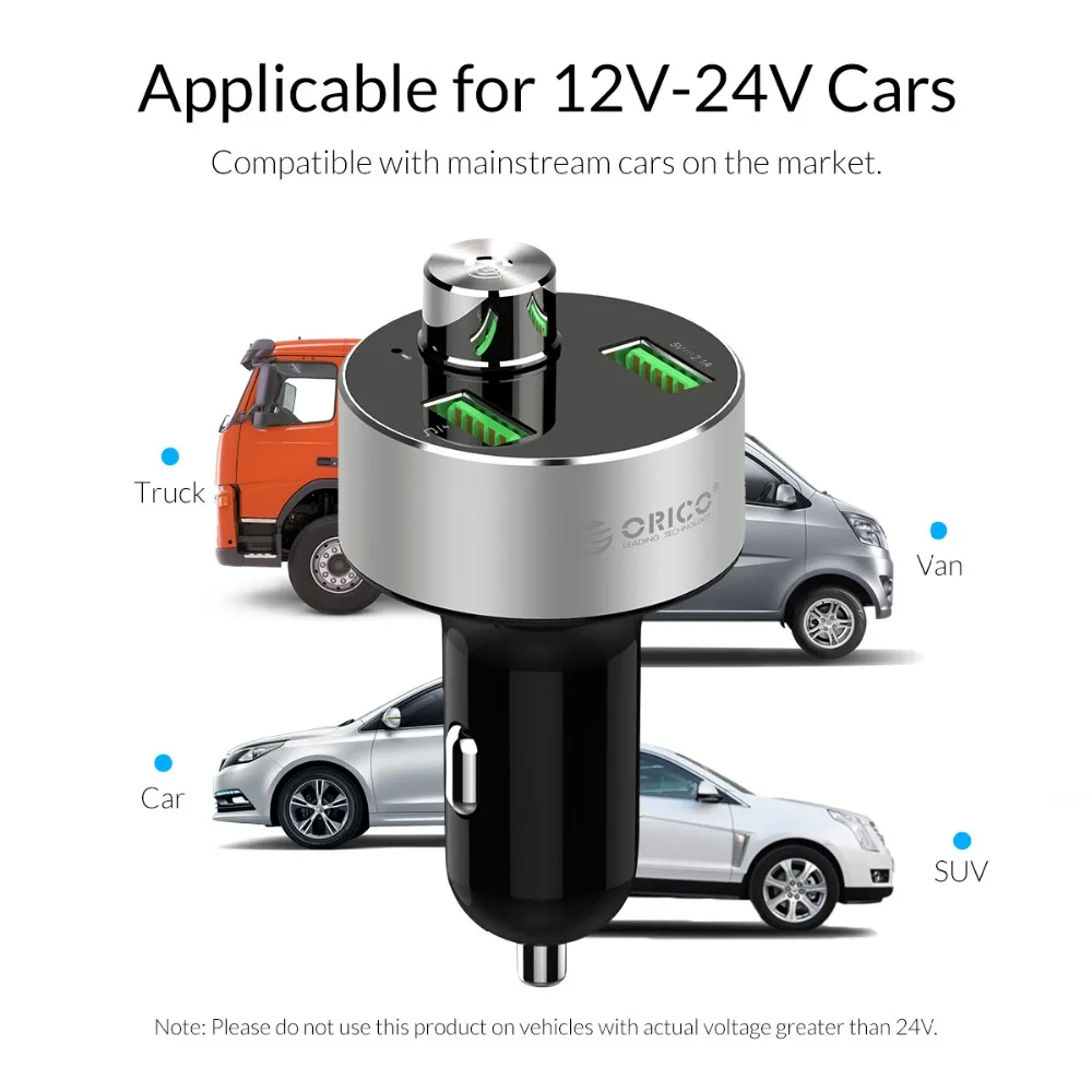 ORICO двойное автомобильное usb-устройство для зарядки телефона Bluetooth автомобильное зарядное устройство с u-диском TF кард-ридером автомобильное зарядное устройство для мобильного телефона планшета gps