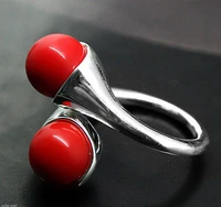hot sale new style womens natural red 925 solid sterling silver ring sz adjustab