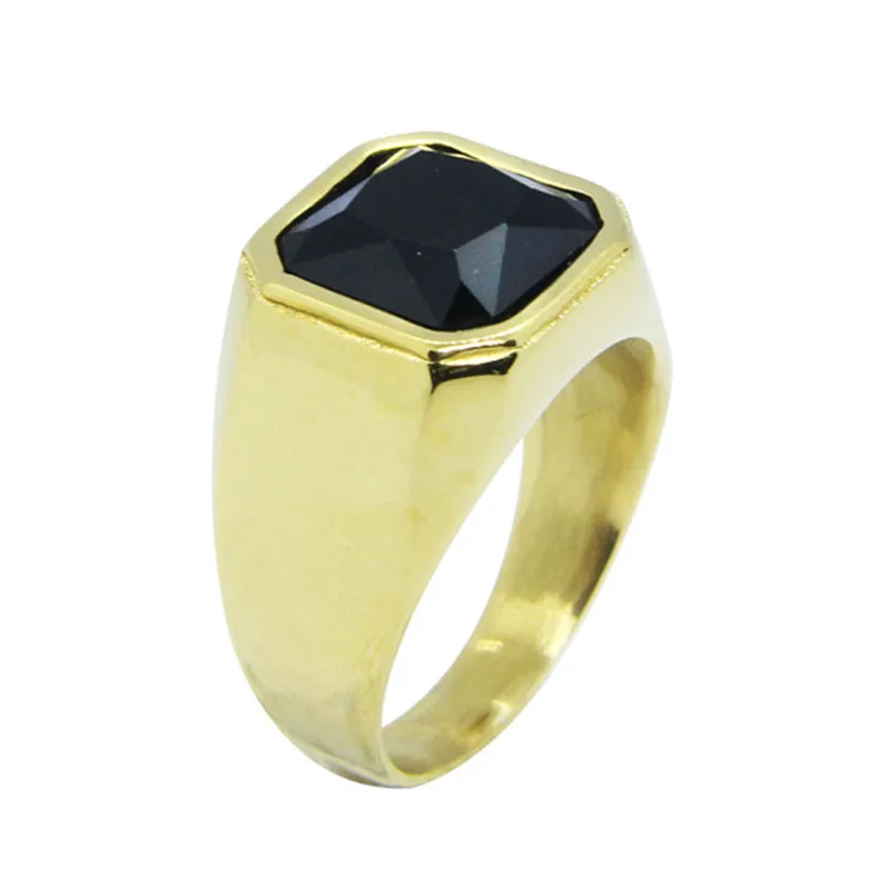 Size 7-14 Newest Golden Plated Rhinestone Ring 316L Stainless Steel Jewelry Unisex Red Black Stone | Украшения и аксессуары