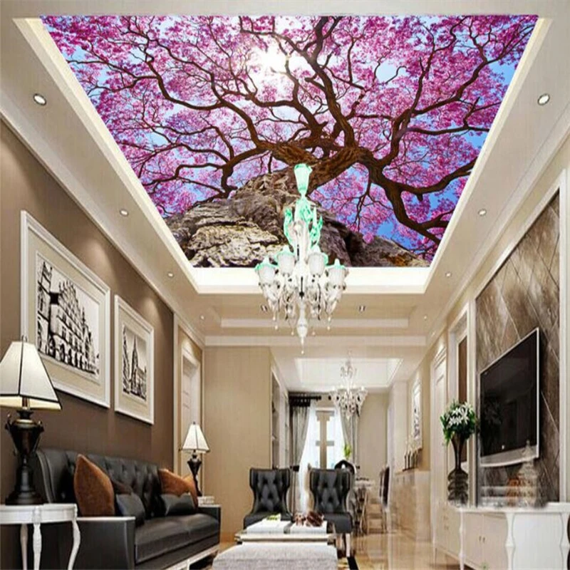 Красивый пейзаж вишневого дерева потолочные обои на стену большие шелковые