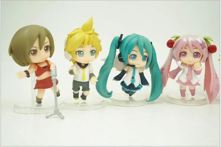 Аниме 7 см 6 шт./компл. Hatsune Miku Sakura Meiko Luka Kagamine Len Rin Kaito ПВХ Фигурки игрушки модель