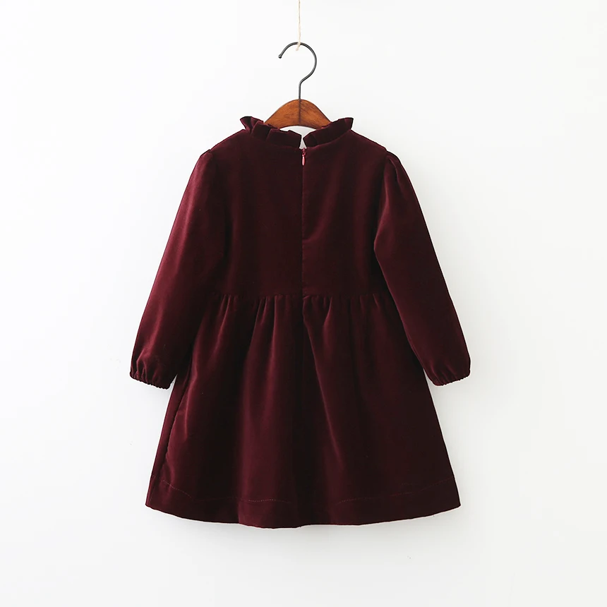 Toddler Girls Ruffle Party Dress Long Sleeve Kids European Style Velvet Winter Little Girl Fashion Spring Frocks Clothing | Детская