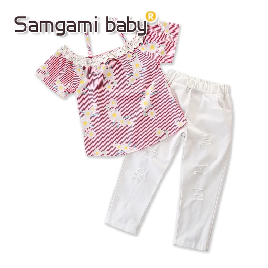 SAMGAMI/комплект летней одежды для маленьких девочек топы с короткими рукавами +