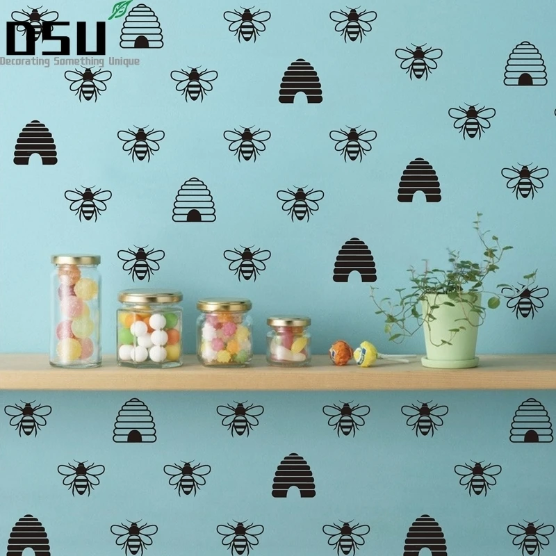 Виниловые обои с изображением французских золотых пчелок Наклейки на стены