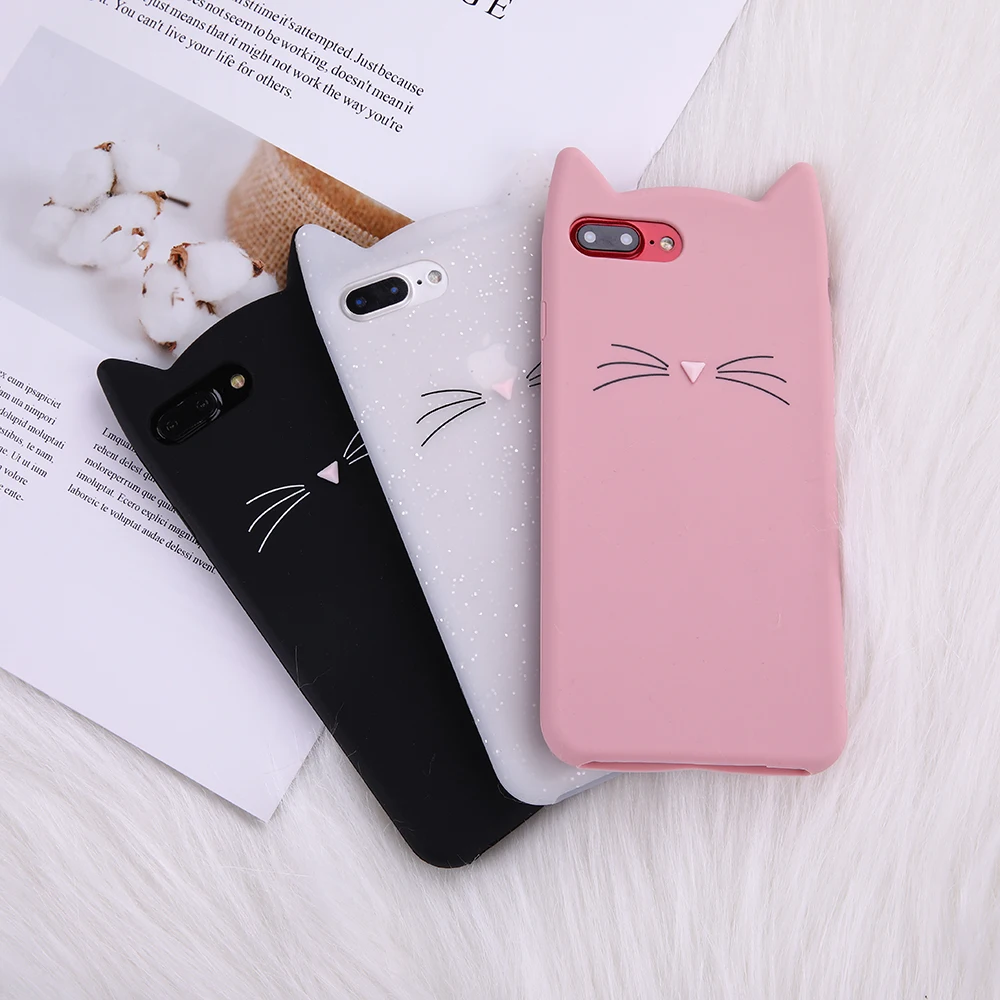 Милые черно-розовые Чехлы для iPhone X XS MAX XR с мультяшным рисунком бороды кота модный