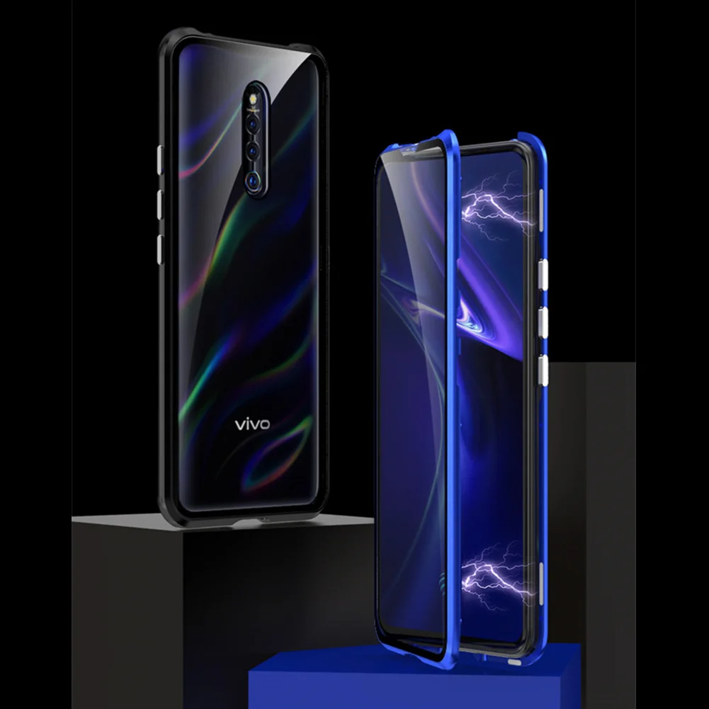 Роскошная Магнитная Крышка для Vivo X27 Pro iQOO X23 металлический бампер передняя +