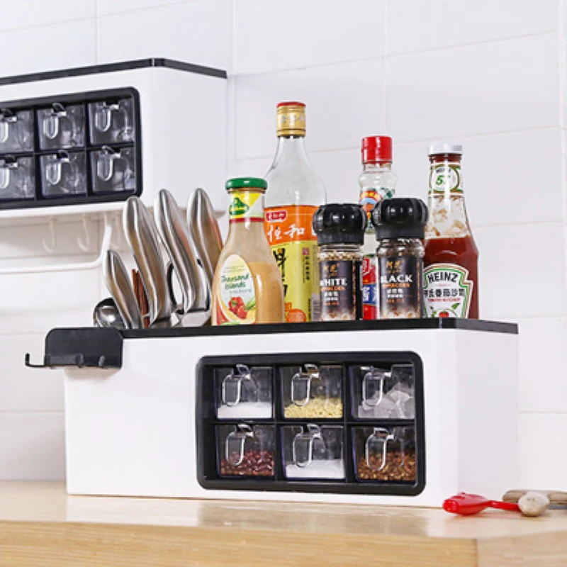 Стойка для специй приправа ящик хранения стойка столовых приборов с крюком