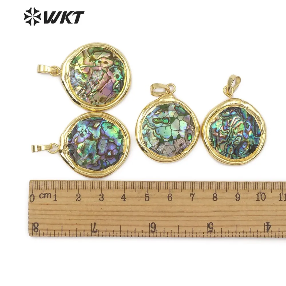 WT JP106 круглый Форма кулон в виде раковины абалона Радуга Цвет Sea Shell ювелирные