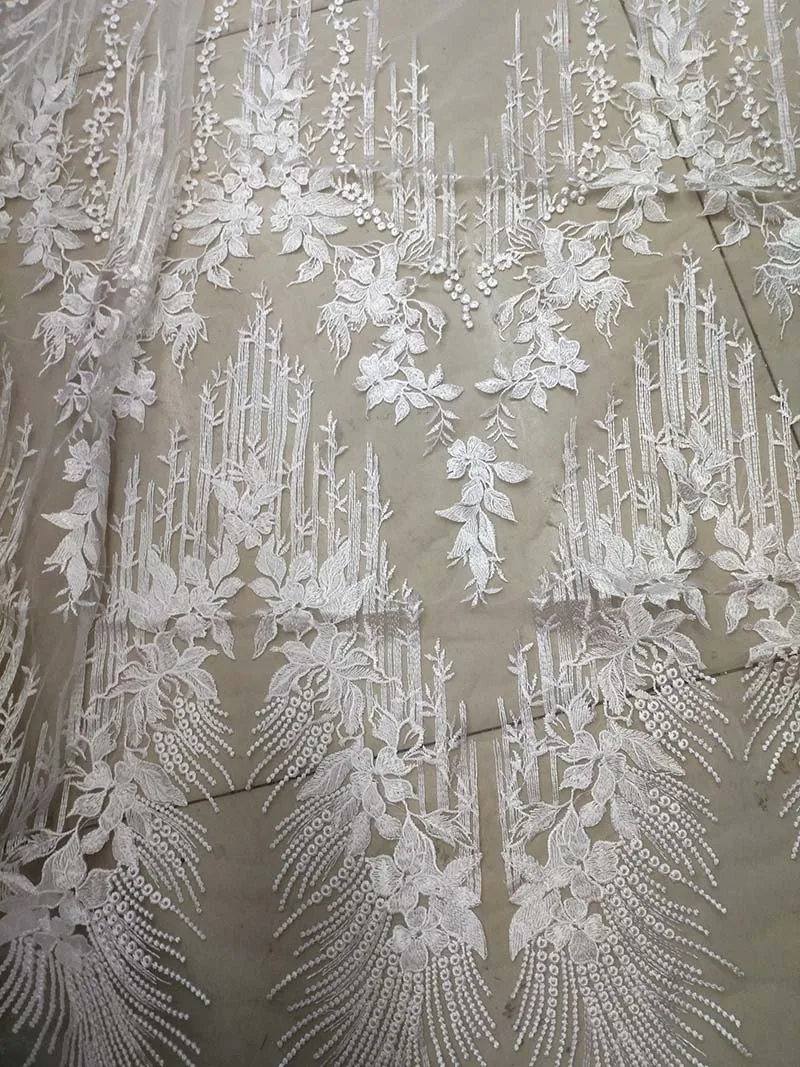 2017 Африканский белый кружевной ткани кружево Свадебные Кружева Кот французский