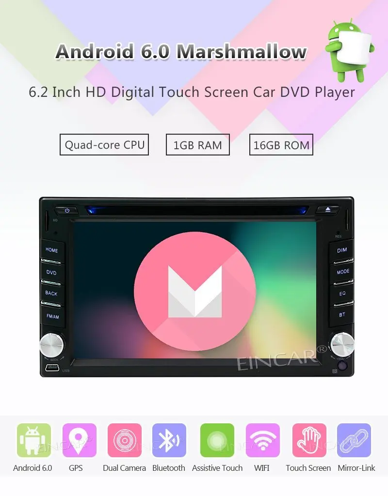 Беспроводная резервная камера + Автомобильный dvd плеер Android 6 0 2 "Автомобильная