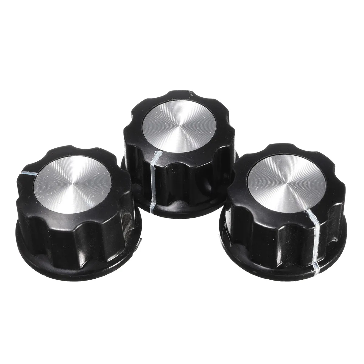 Новое поступление 2017 10 шт. черная ручка поворотная крышка с потенциометром шкала