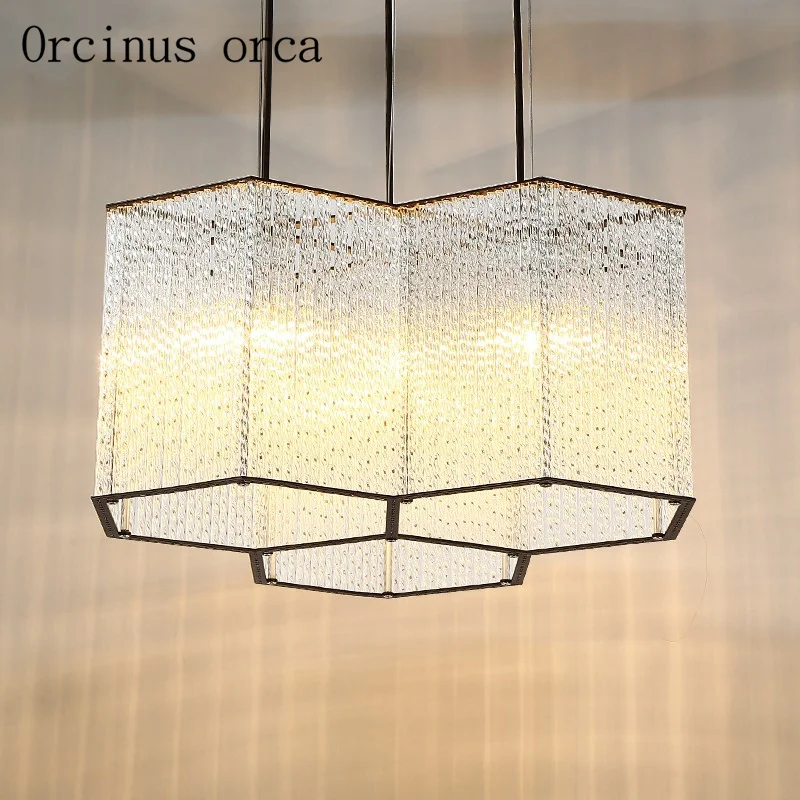 

Modern minimalist iron art crystal chandelier living room restaurant coffee bar American creative personality Chandelier