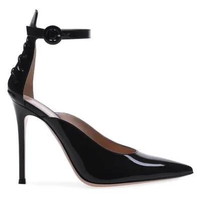 Женские модные черные туфли лодочки из лакированной кожи с острым носком