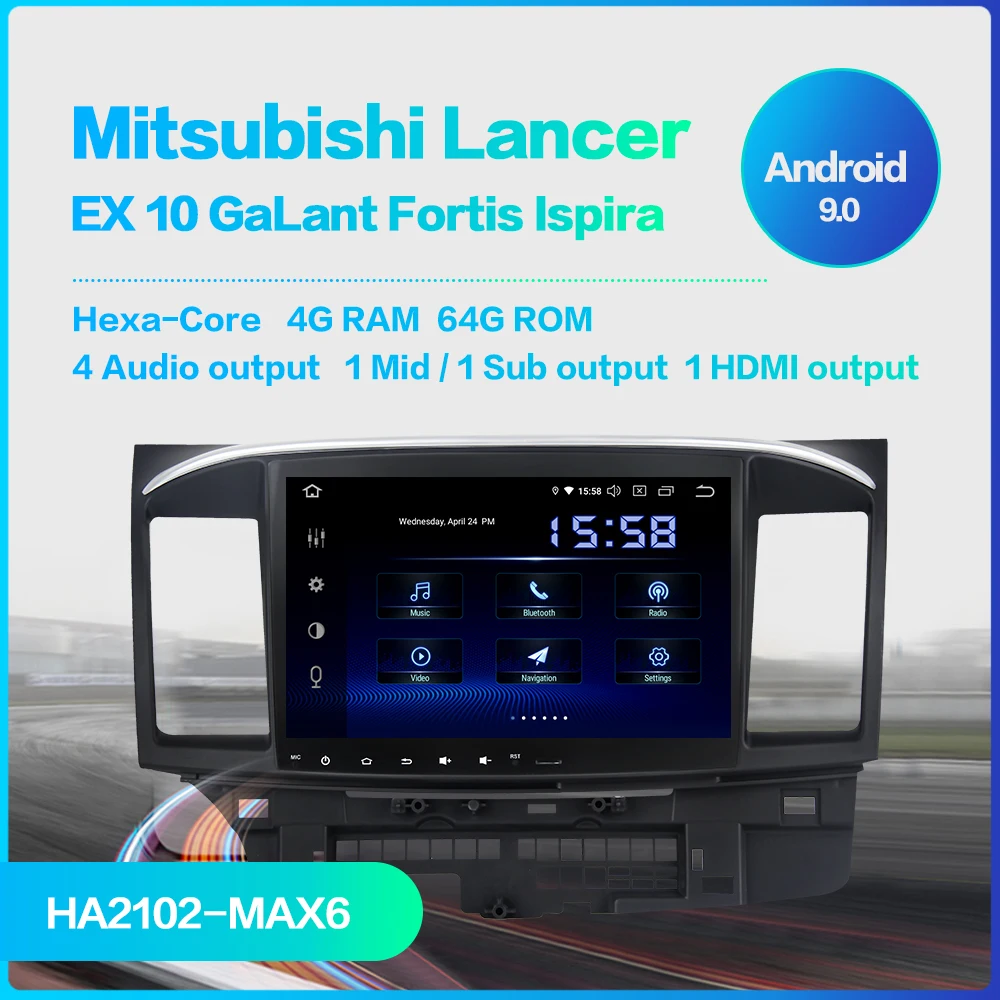 Android 9,0 автомобильный стерео Мультимедиа для Mitsubishi Lancer 10 Evo EX 10 GaLant Fortis ipira Радио 1 Din Dsp 10," ips сенсорный экран