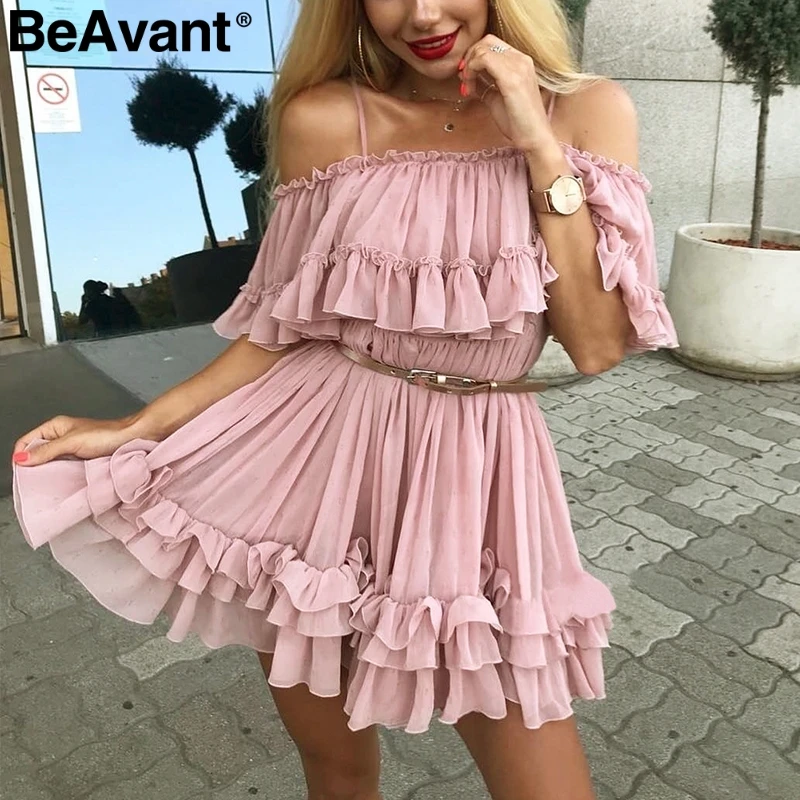 Женское платье-мини BeAvant повседневное шифоновое платье с вырезом лодочкой и