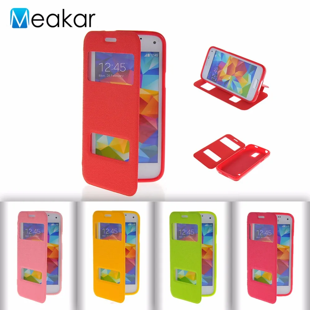 Окно из искусственной кожи 4.5For samsung Galaxy S5 мини Чехол для G800 G800F чехол задней панели