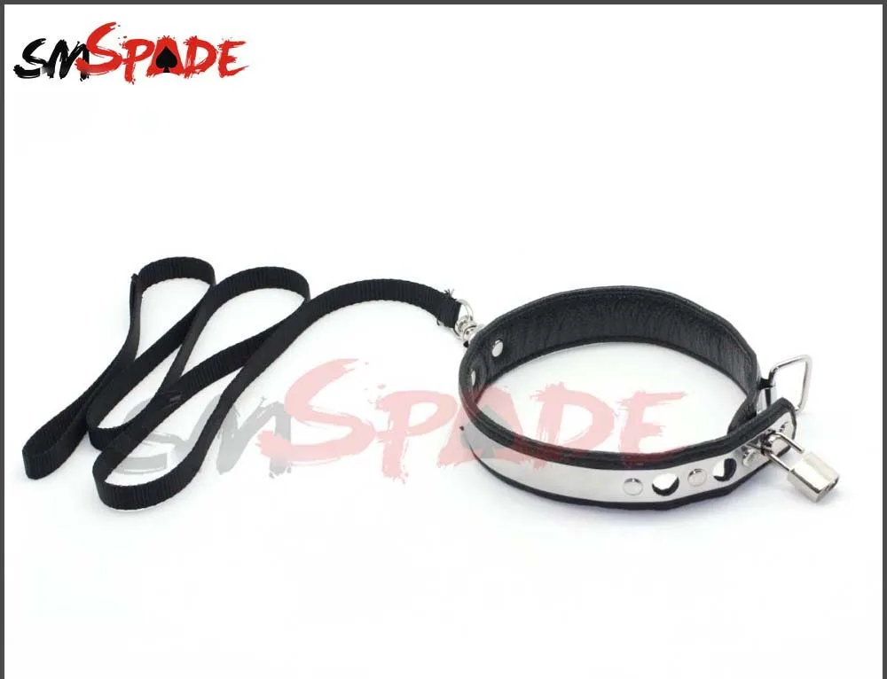 Серебристый Металлический Воротник с замком кожаный ограничитель для бандажа