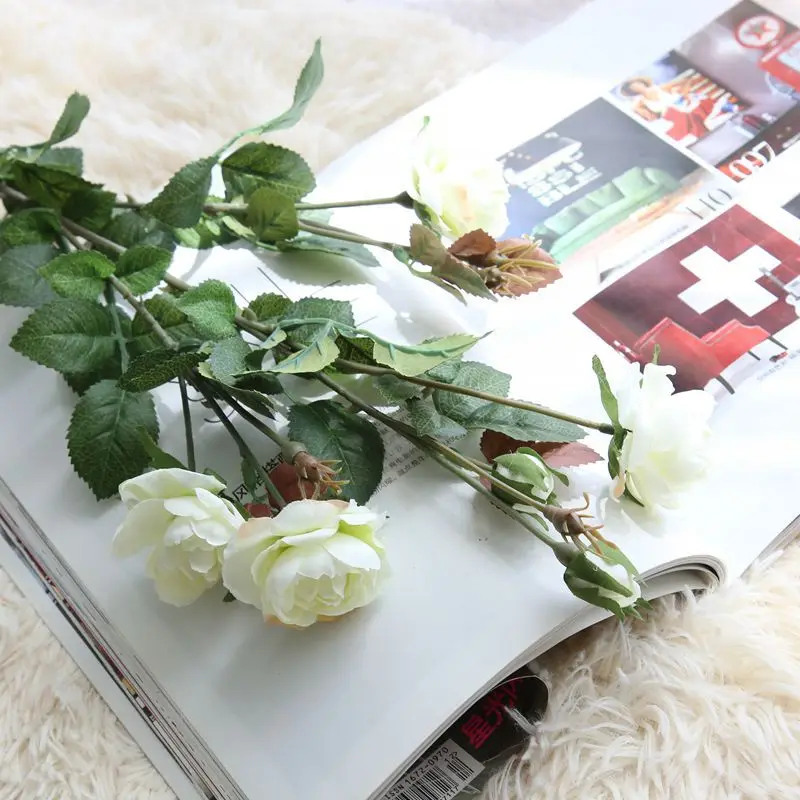 

5PCS Artificial Tea Rose Silk Flowers for Valentine's Day Wedding Party Decoration Home Room Garden DIY Fake Flowers