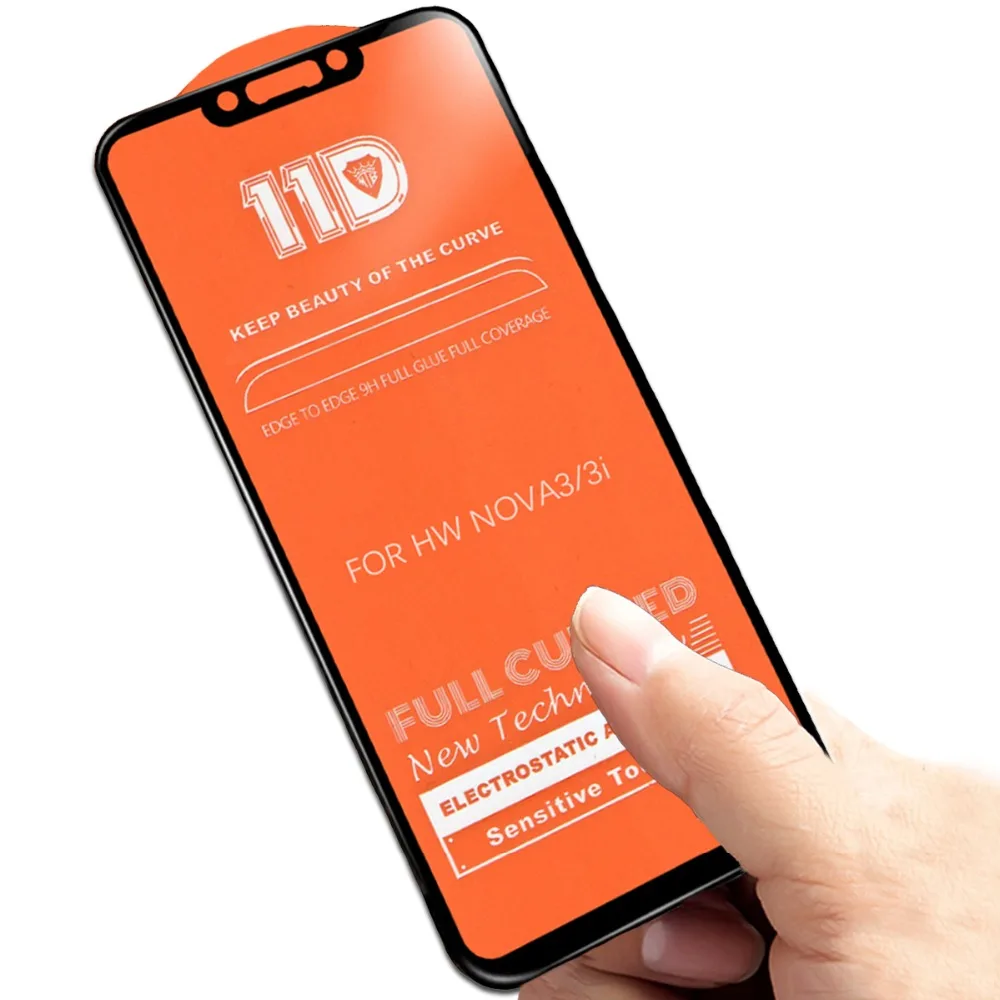 11D Full Glue Protective Glass for Huawei Nova 3 3i Y7 Prime Screen Protector Honor 9 Lite 8X 9x Cover Tempered | Мобильные телефоны