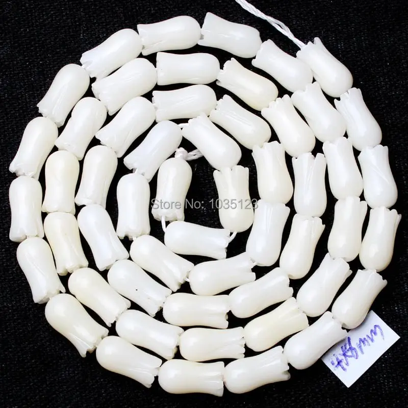 

4x8mm Natural Smooth White Coral Carved Flower Shape Loose Beads Strand 38cm DIY Creative Jewellery Making w1918