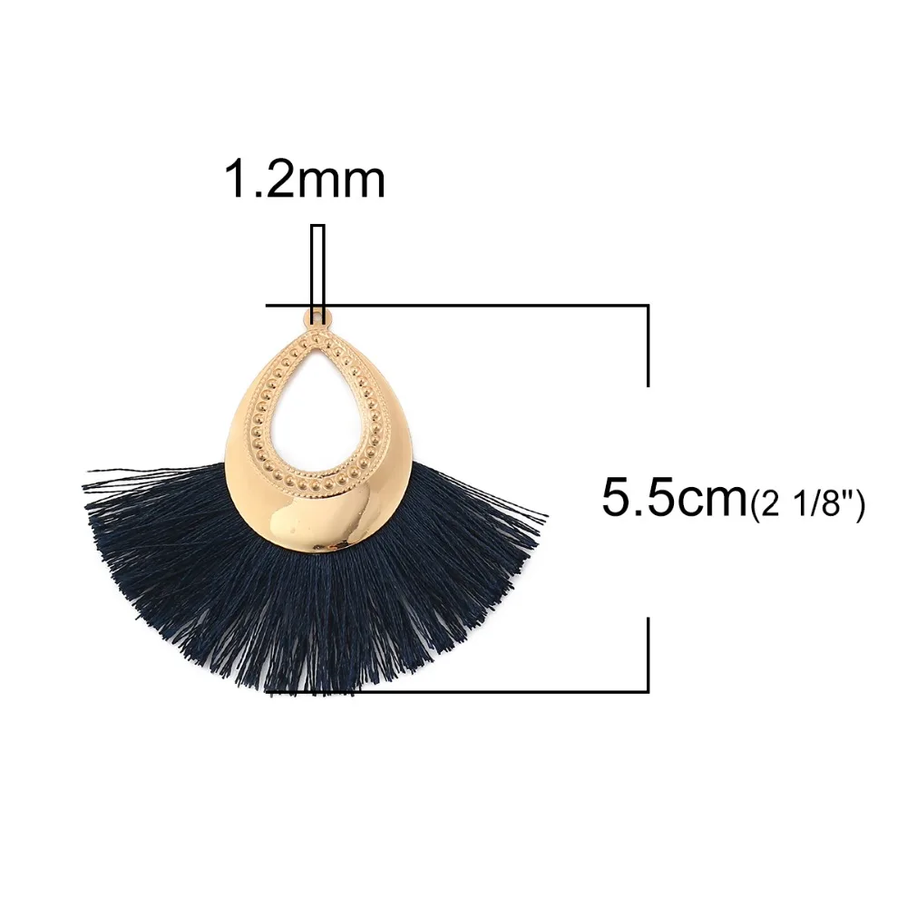 DoreenBeads полиэстер кисточкой Подвески падение золото Красочные с бахромой серьги