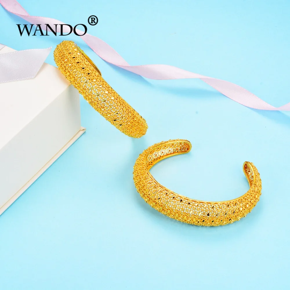 WANDO Newest 2pcs/lot Dubai wedding Jewelry Gold Color Women Bangles For Ethiopian Bracelets Africa Arab b141 | Украшения и