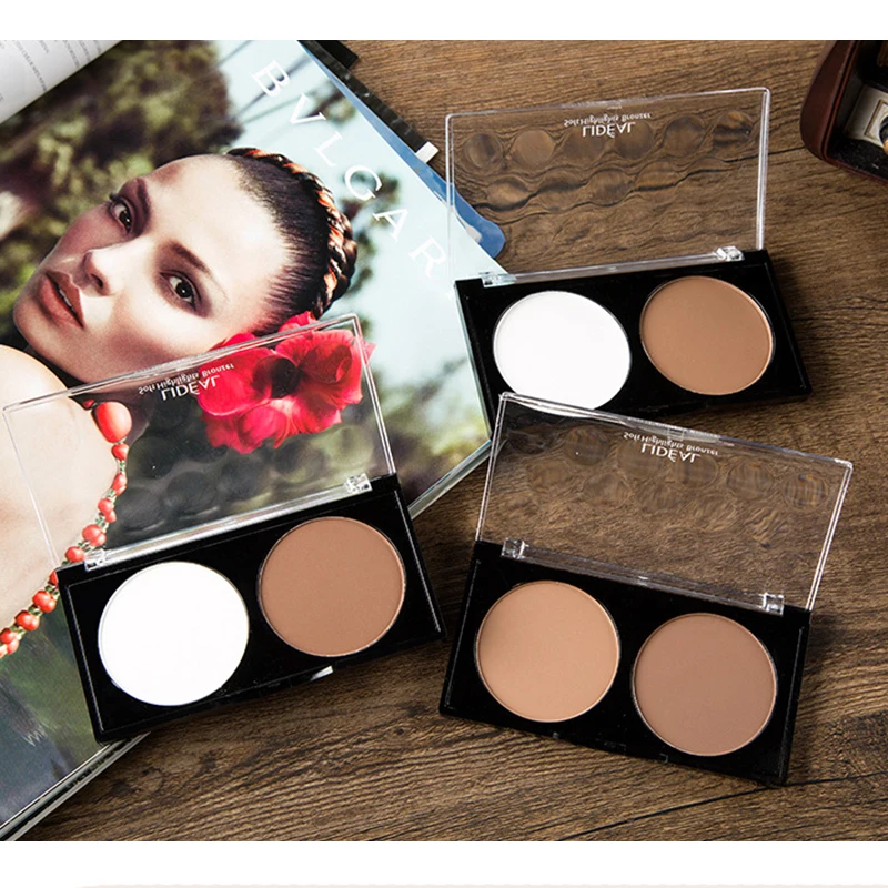 LIDEAL 2 Colors Face Makeup Powder Waterproof Minerals Shimmer Brightener Contour Glow Kit Bronzer Highlighter Palettes | Красота и