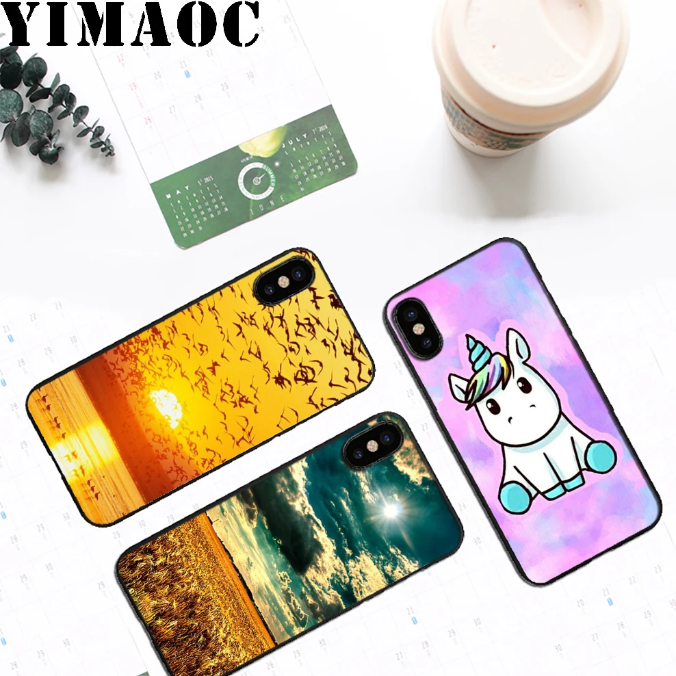YIMAOC удивительный закат с птицами Мягкий силиконовый чехол для iPhone 11 Pro Xr Xs Max X или