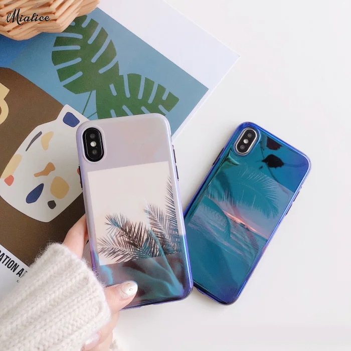 Blu ray Лето Коко море пляж телефонные чехлы для iphone X 7 плюс 8 блестящие мягкие