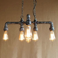 vintage industrial loft retro distressed water pipe chain pendant light with e27 led edison bulbs for bar cafe home lighting