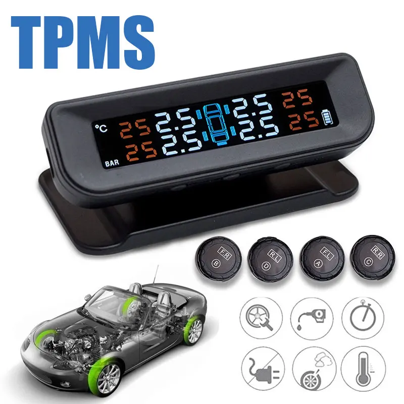 Монитор давления в шинах Vehemo TPMS USB универсальный цифровой датчик Tmps