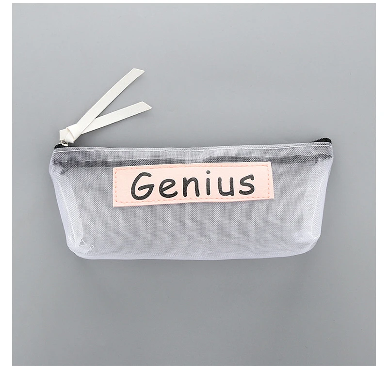 Genius EZONE Карандаш сумка Супермен/SOS/Genius/Strive узор Чистая Пряжа прозрачные пеналы для детей школьные офисные принадлежности - Цвет: Genius