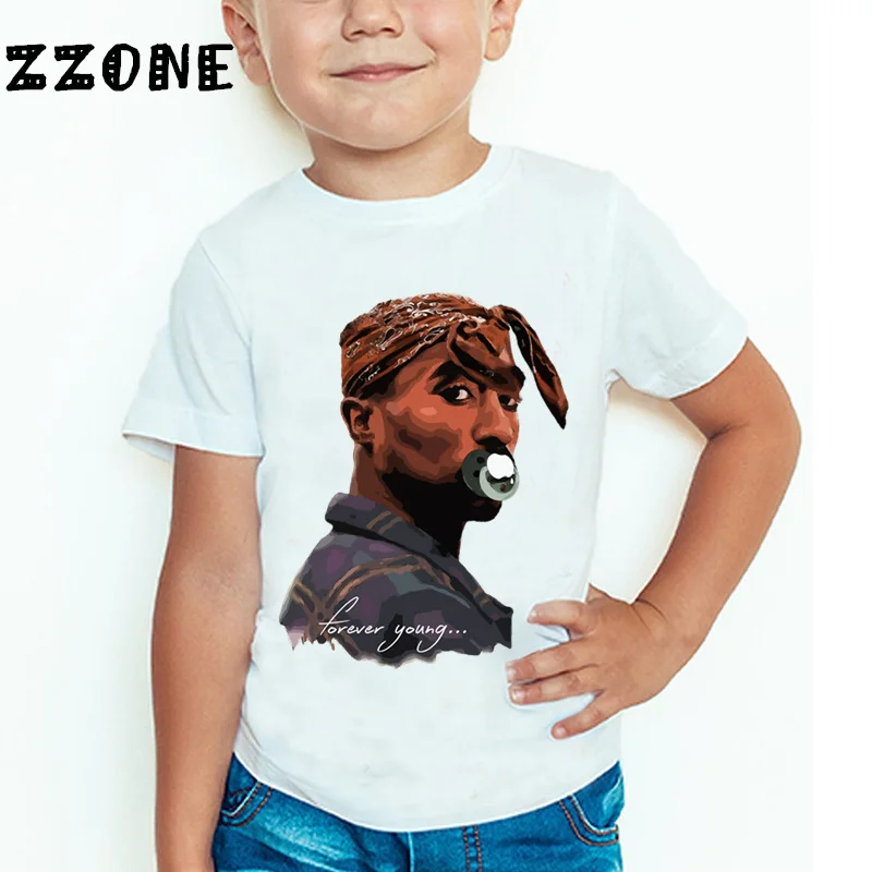 Детская футболка Tupac 2pac с принтом Swag в стиле хип хоп Повседневная летние топы