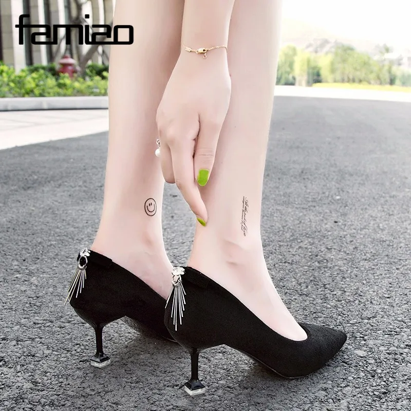 2018 Women pumps red black pointed toe patent leather stiletto high heels shoes sexy Wedding Shoes chain ladies | Обувь