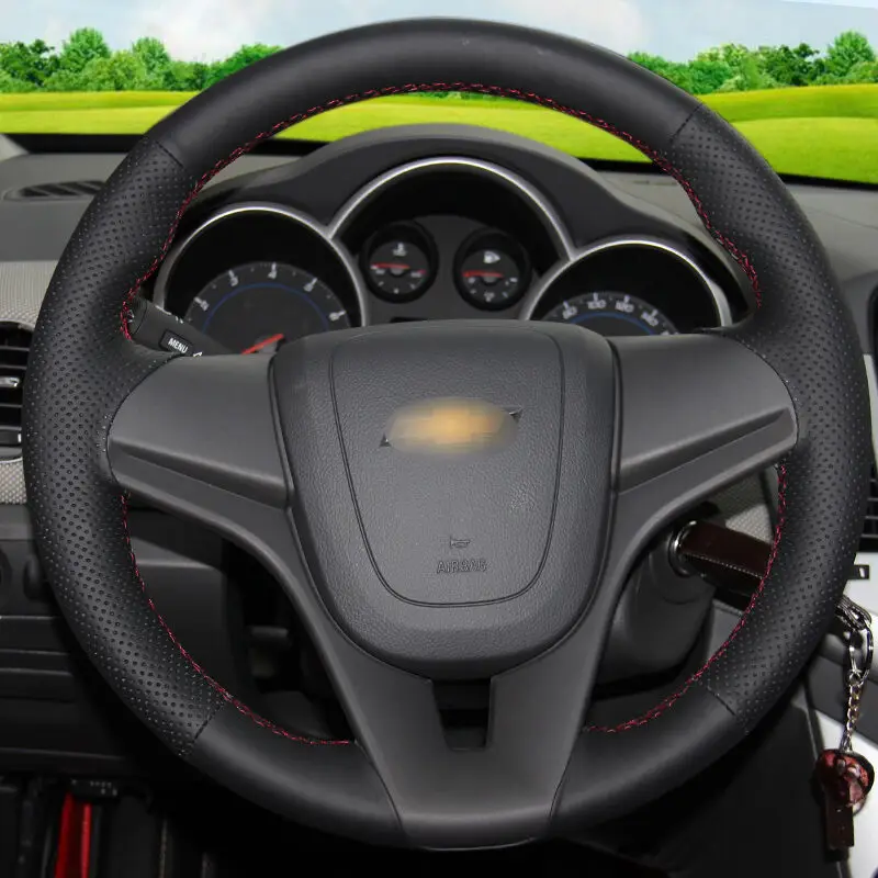 Чехол на руль BANNIS из черной искусственной кожи для Chevrolet Cruze Aveo|steering wheel cover|wheel