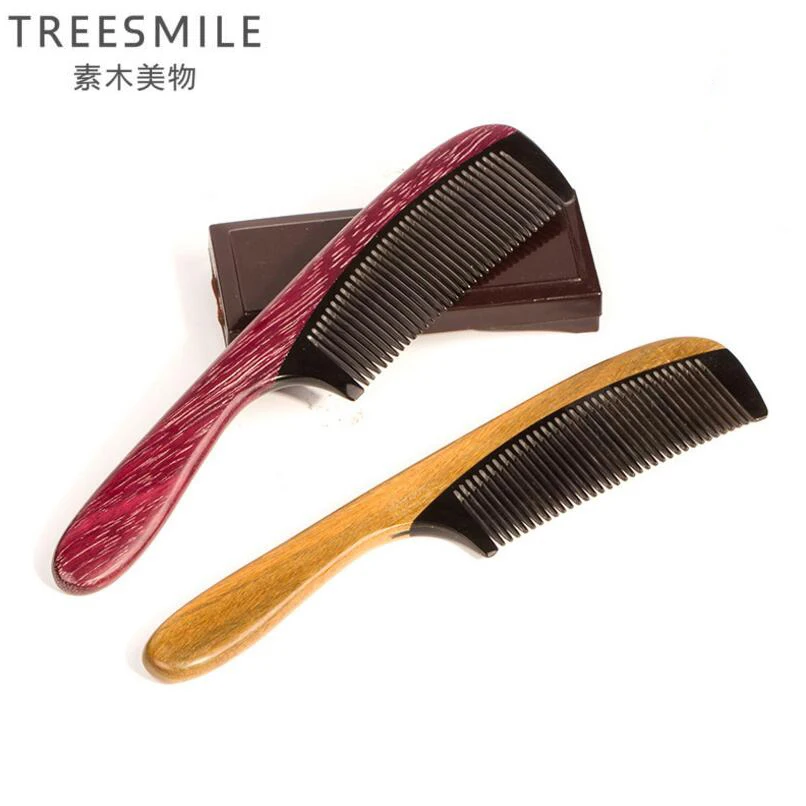 TREESMILE 1 шт. натуральный бутик Зеленый сандаловый Рог Расческа ручная полировка