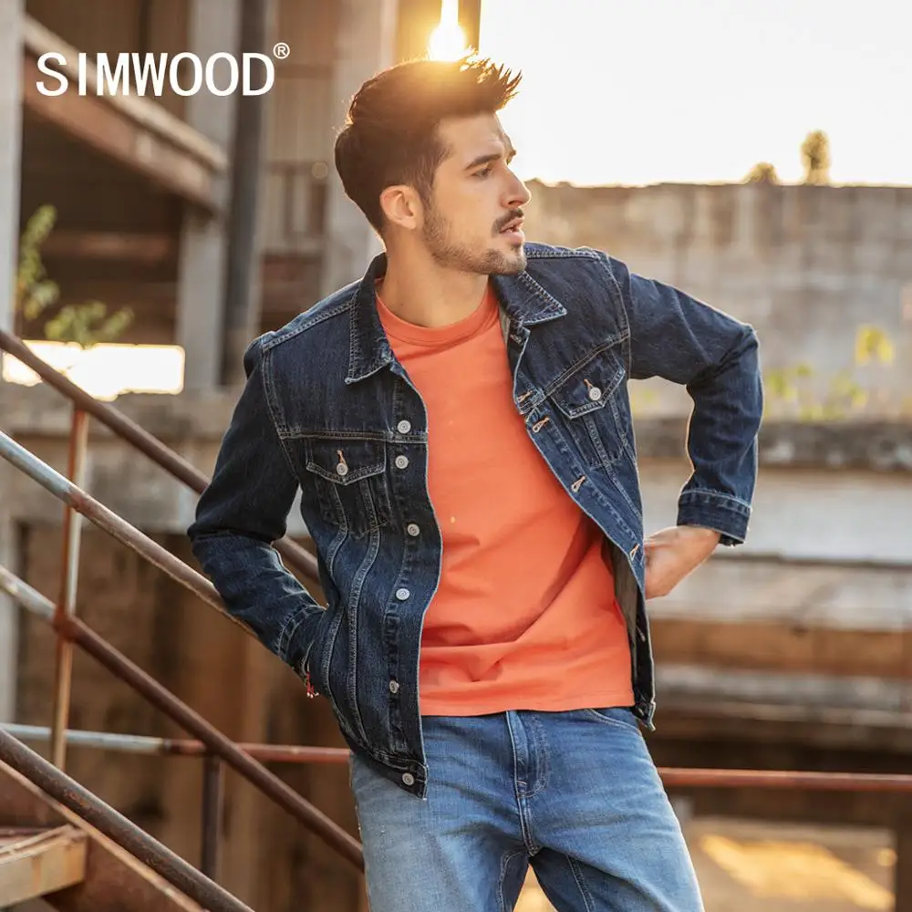 Повседневная мужская куртка SIMWOOD короткий приталенный жакет из денима верхняя